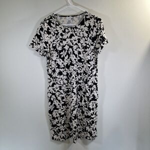 J Jill Floral Black Cream Dress Pima Cotton Dress Women's‎ Size Small